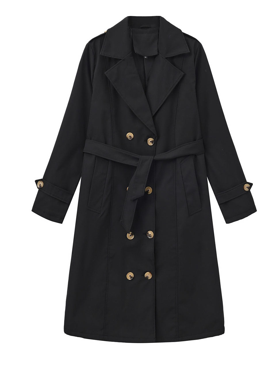 Black Double-Breasted Trench Coat