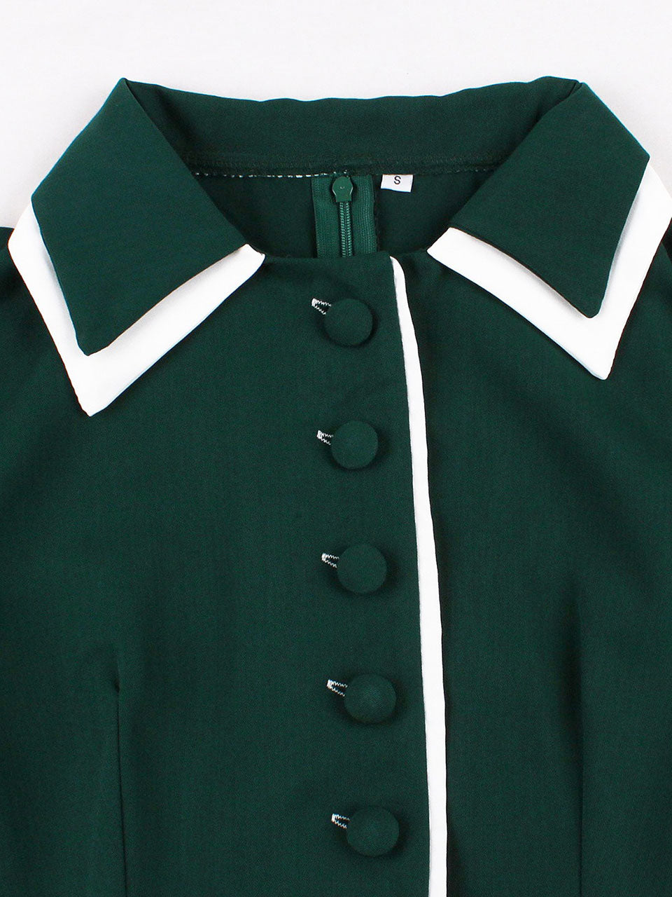 Vintage Green Button Swing Shirt Dress