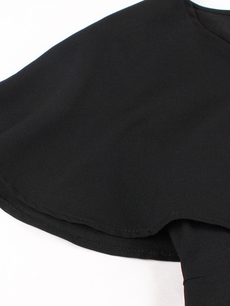Audrey Hepburn Inspired Black Vintage Dress Elegant V-Neck Flounced Cape Cocktail Gown