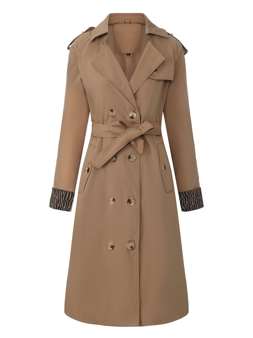 Khaki Double-Breasted Trench Coat