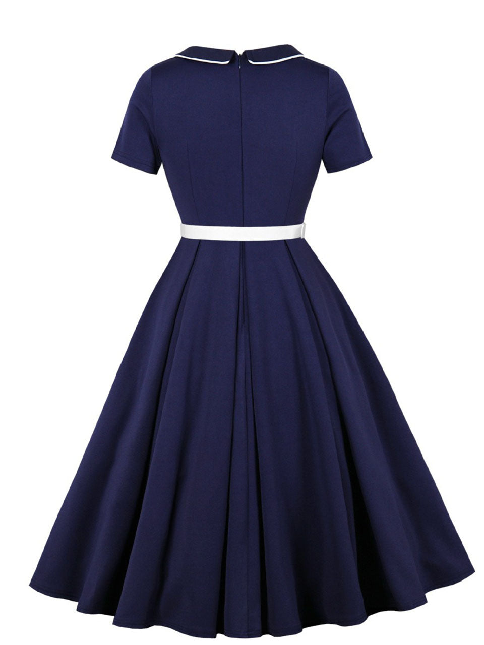 Navy Peter Pan Bowknot 1950s Vintage Dress