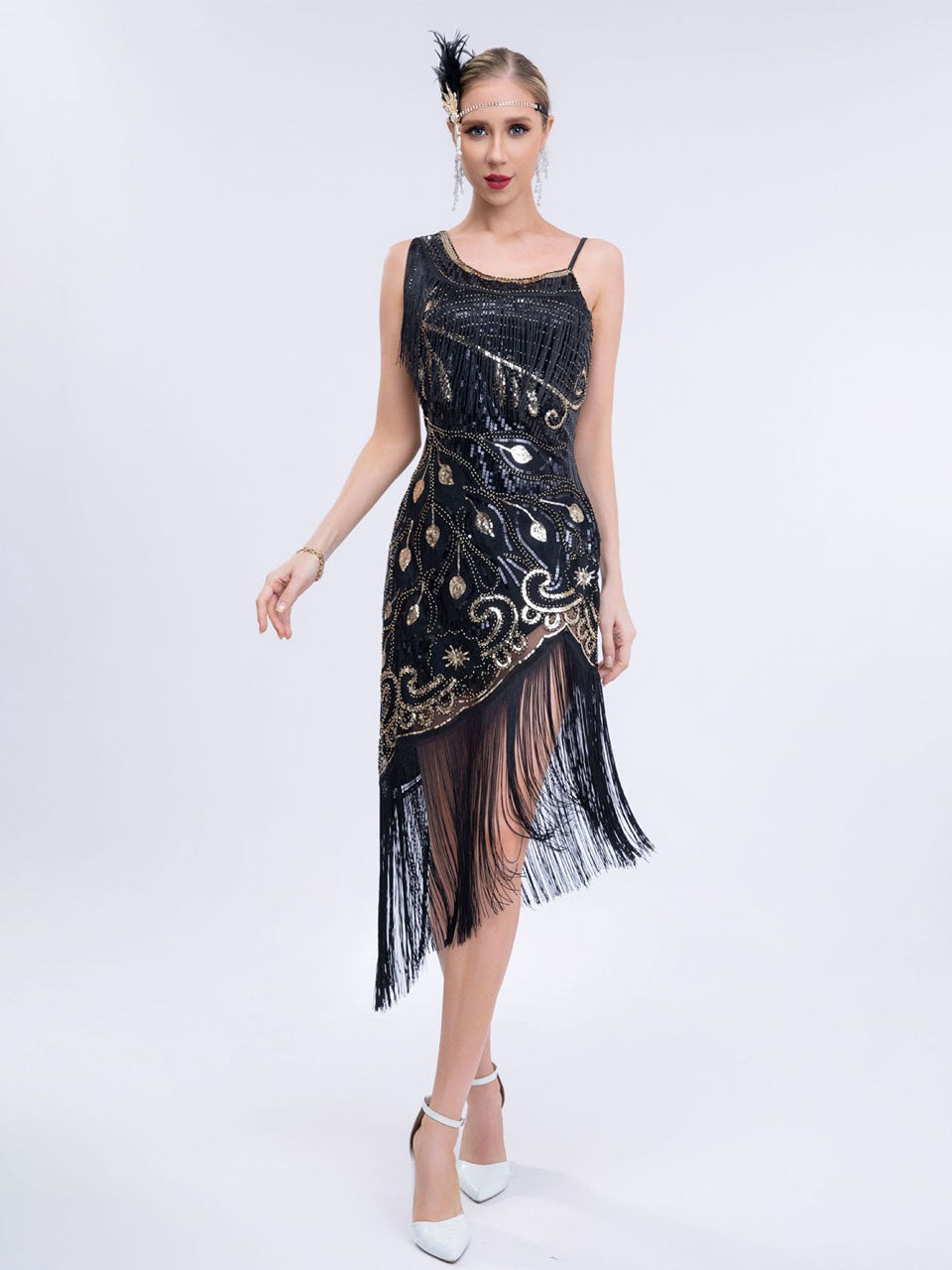 Pink Sweet Gatsby Glitter Fringe 1920s Flapper Dress