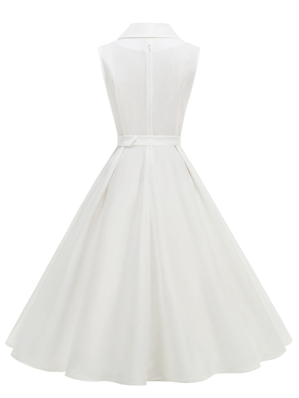 1950s Vintage Audrey Hepburn Style White Swing Dress