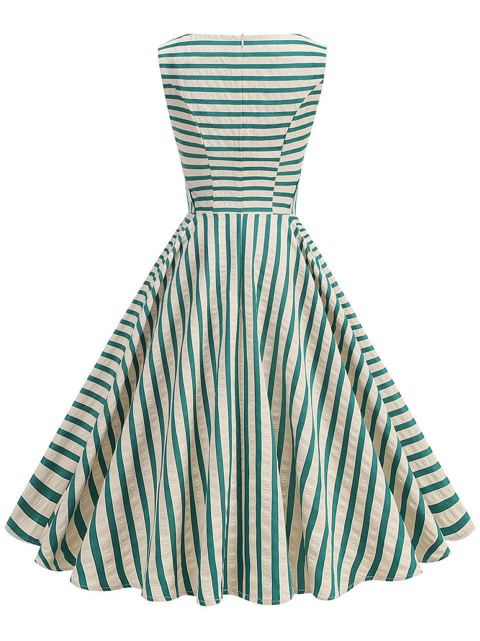 1950s Vintage Stripe Sleeveless Retro Swing Dress