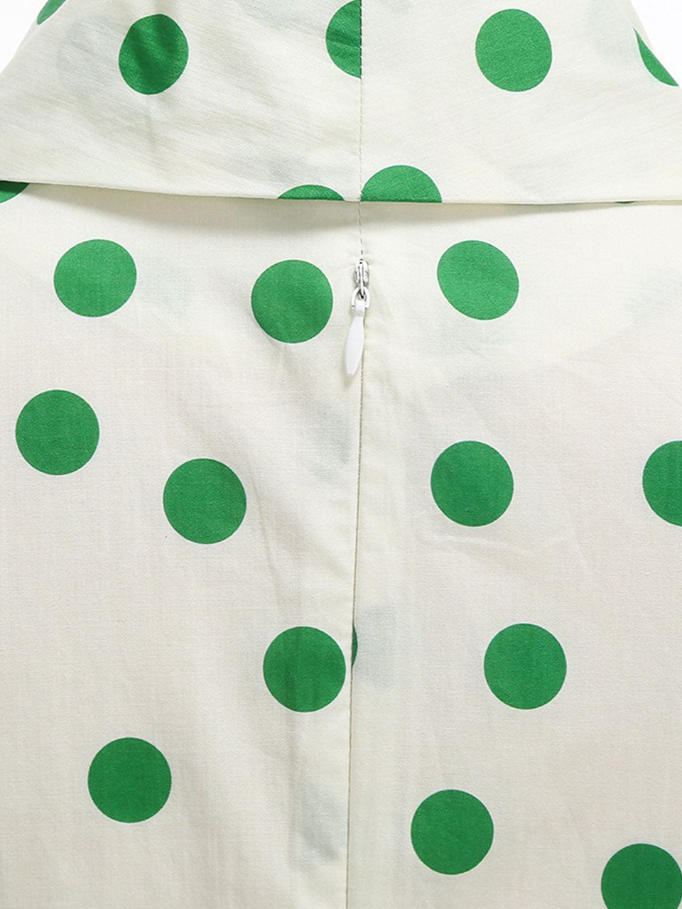 1950s Vintage Audrey Hepburn Style Green Polka Dots Swing Dress