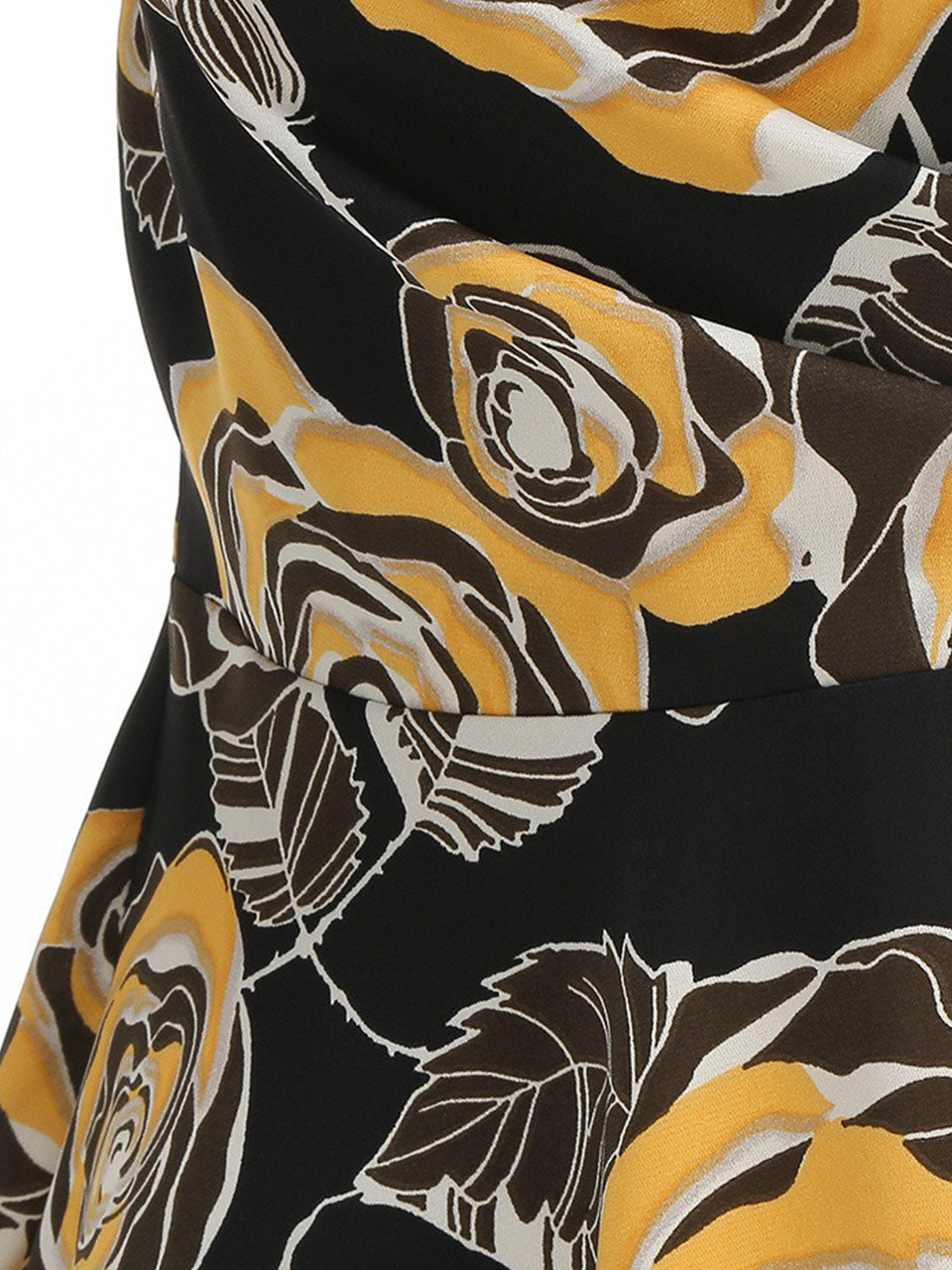 Orange 1950S Halloween Rose Printed V Neck Vintage Dress