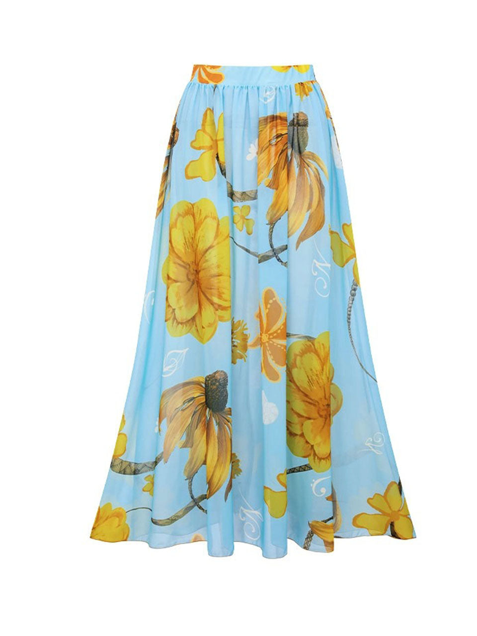 Light Blue Floral Print One-Shoulder One Piece