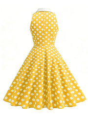 1950s Vintage Polka Dots Sleeveless Retro Swing Dress