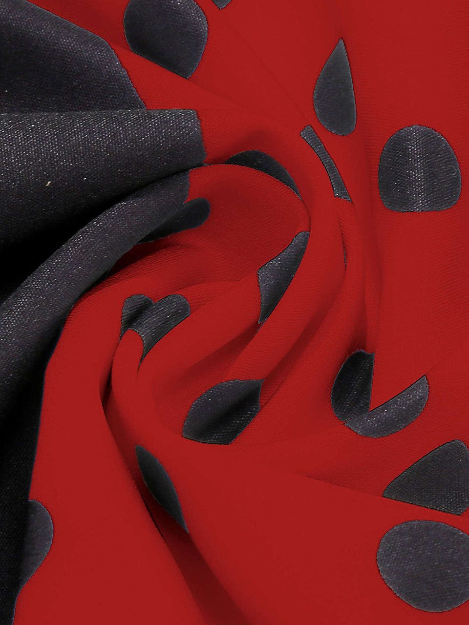 Christmas Red and Black Crew Neck Swing 1950S Vintage Dress