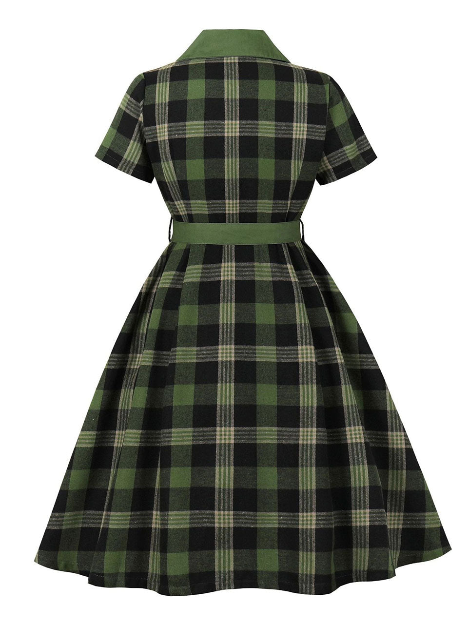 Christmas Green Plaid Vintage Shirt Dress