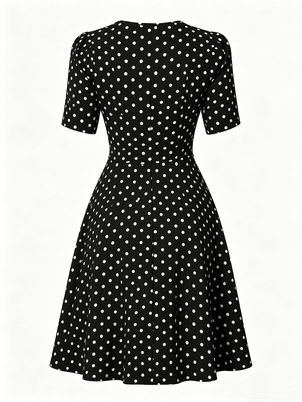 Vintage Black Polka Dot Bow Tie Swing Dress