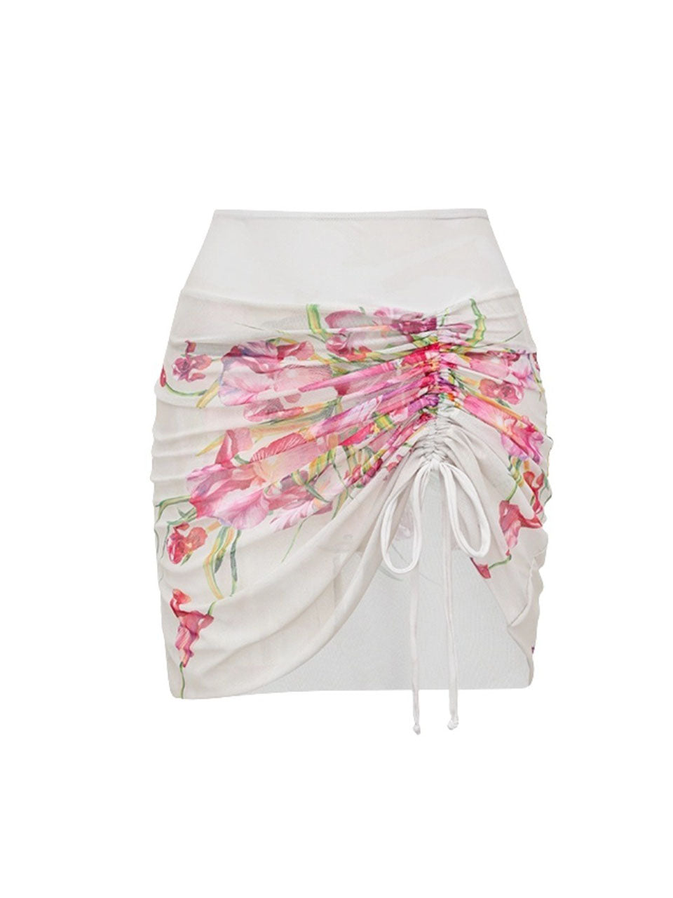 2PS Pink Floral One-Piece Swimsuit Mesh Cover-Up Skirt Set