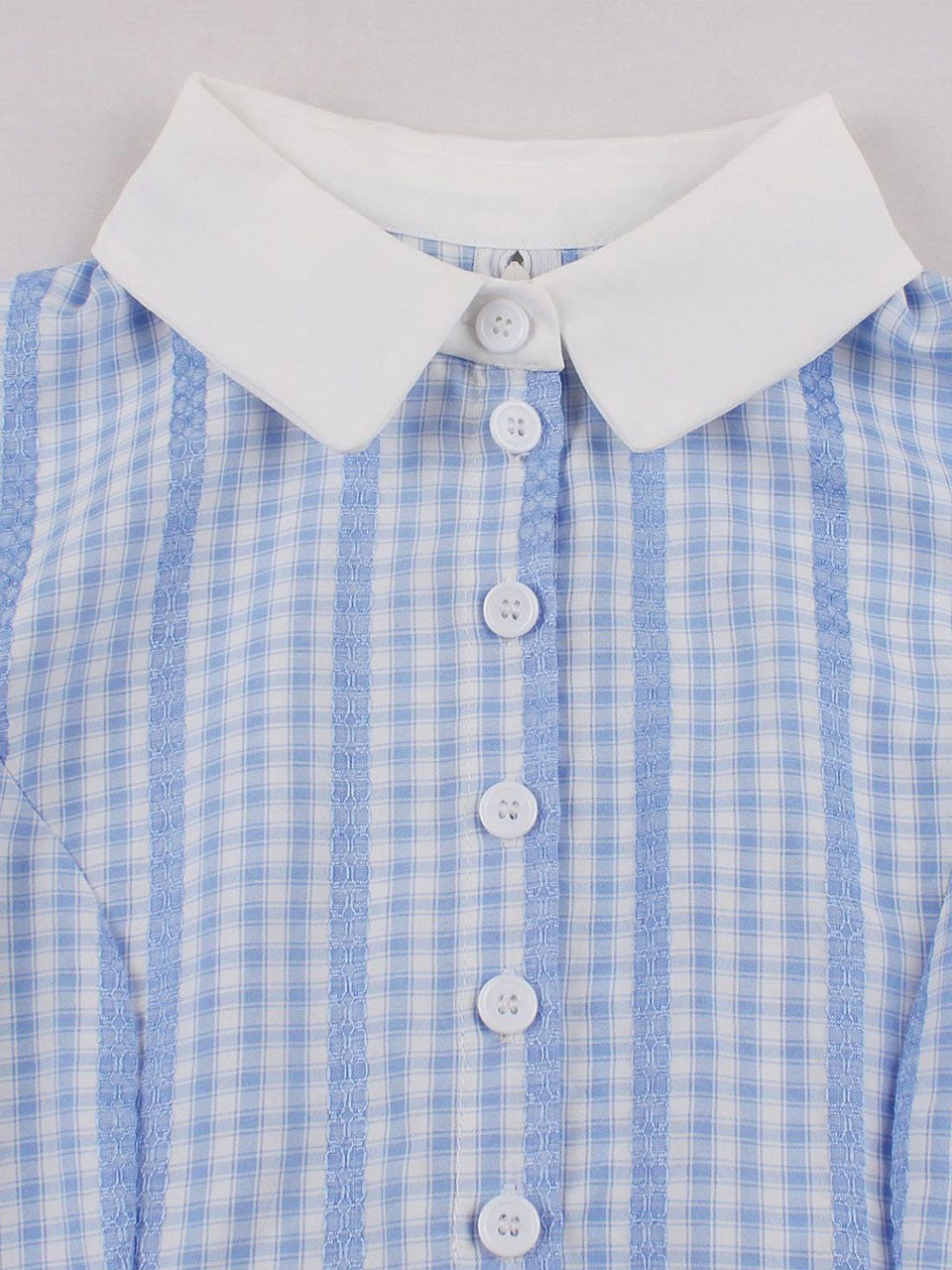 Blue Plaid Peter Pan Collar A-Line 1940S Vintage Shirt Dress