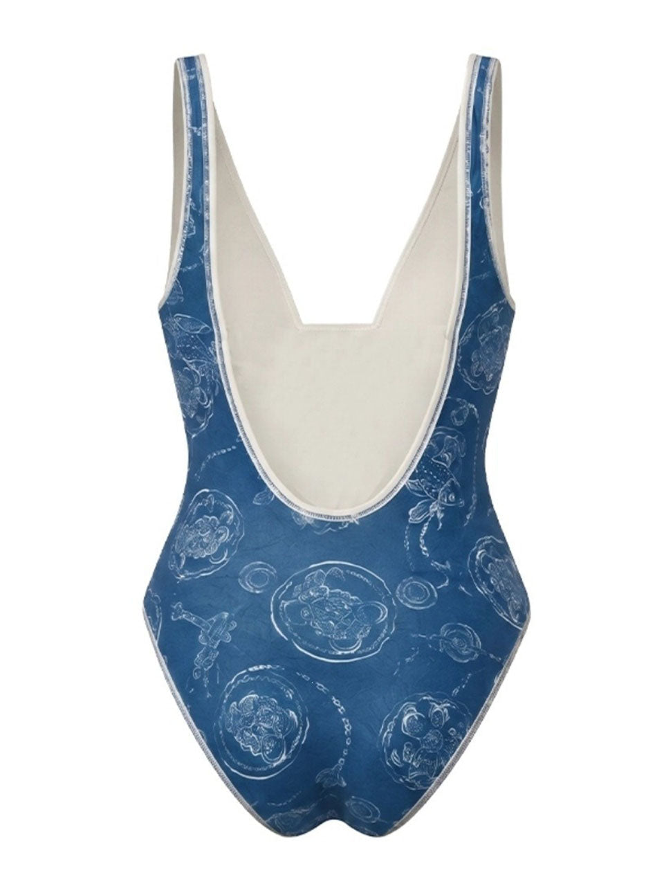 Vintage Blue Bandana Paisley One-Piece Swimsuit