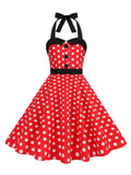Kids Little Girls' Dress Halter Polka Dots Sleeveless Cotton 1950S Vintage Dress