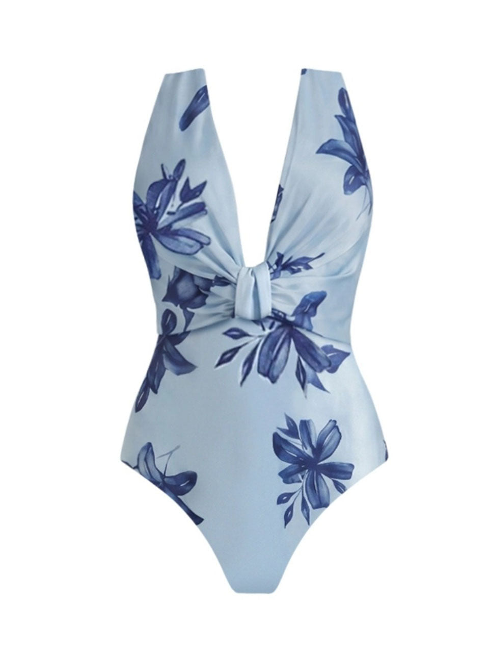 Vintage Blue Floral One-Piece Swimsuit
