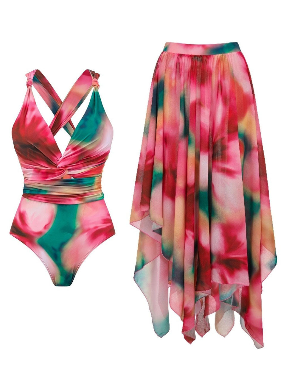 Deep V-Neck Crossback One Piece Swimsuit