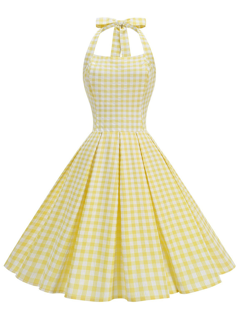 Red Plaid Halter Neck Vintage Dress