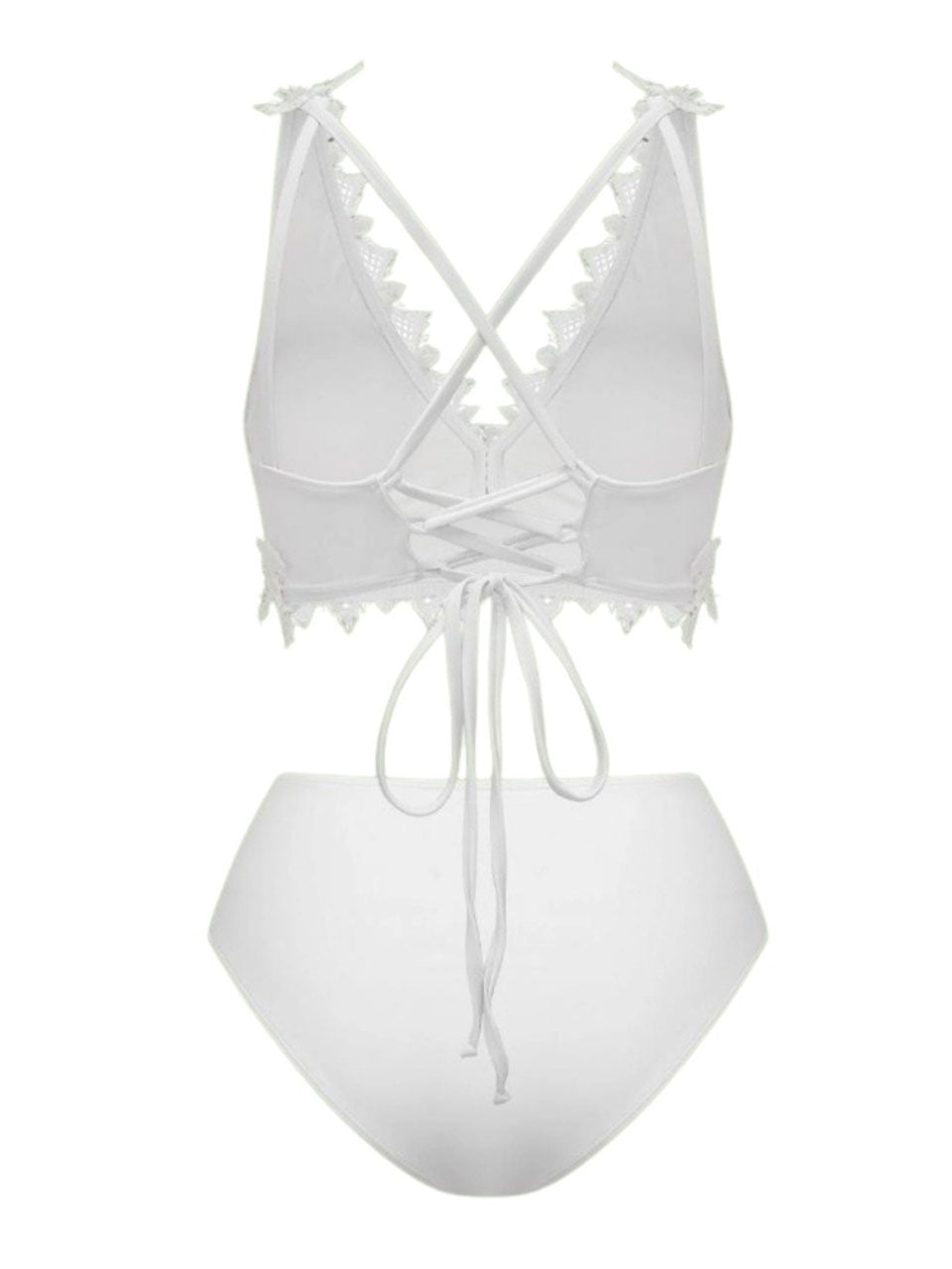 White Lace Trim Bikini Bridal Swimsuit