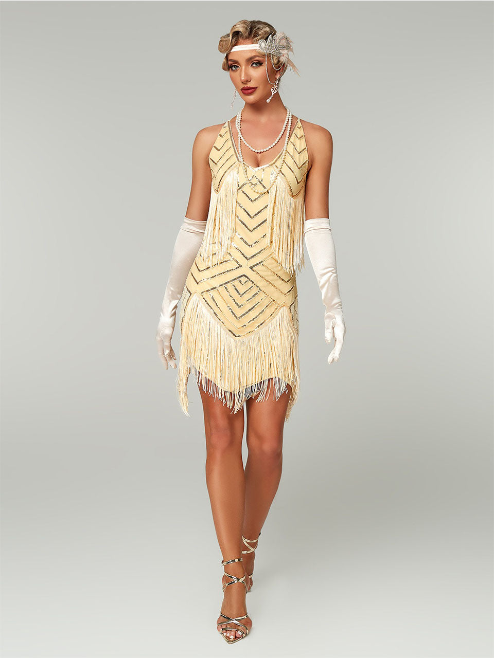 1920s Flapper Dress Gatsby Costume Red Sequined Tiered Fringe Party Dress
