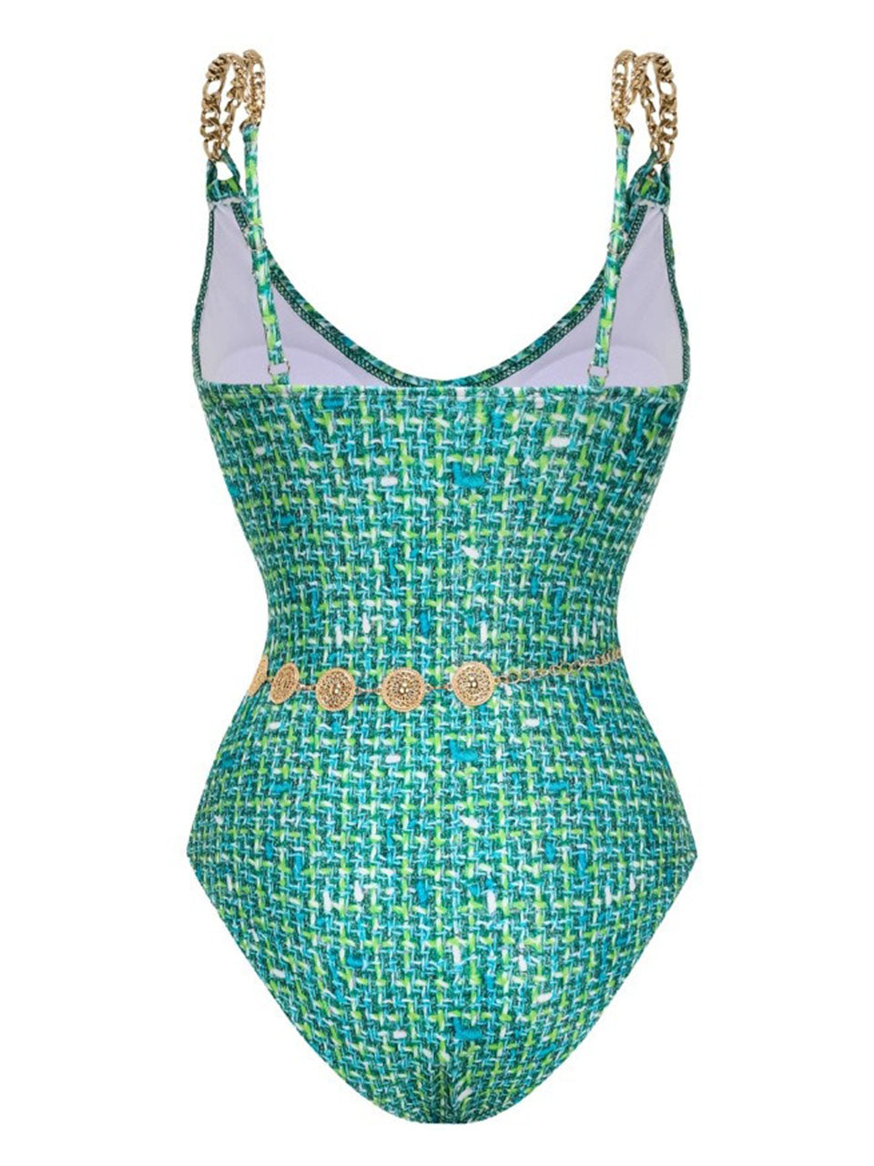 Emerald Teal Textured Tweed 2-Piece Swim Set