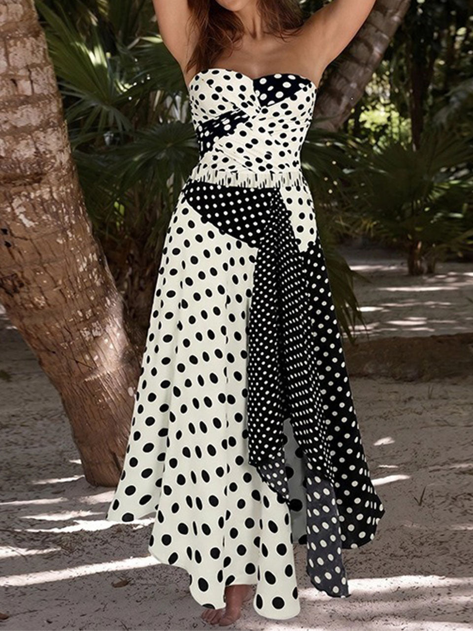 Strapless Polka Dot One Piece Swimsuit