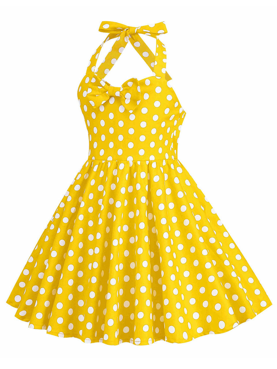 Kids Little Girls' Dress Bow Halter Polka Dots Sleeveless Cotton 1950S Vintage Dress