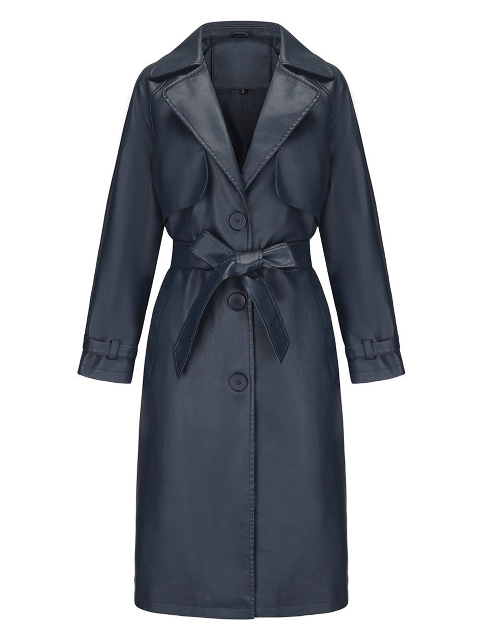 Faux Leather Trench Coat | Long Caramel Tan PU Leather Windbreaker Jacket