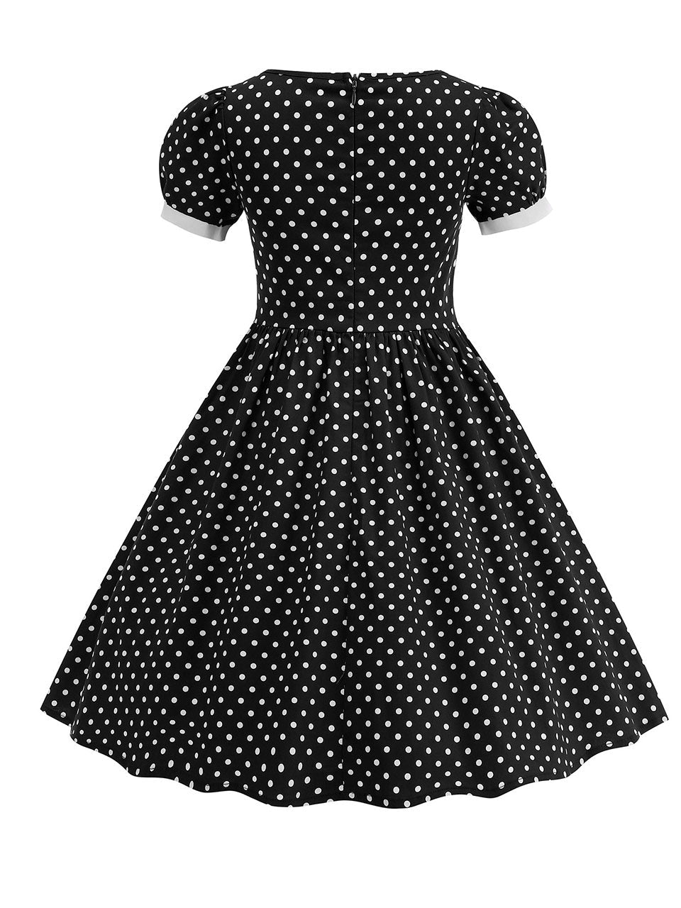 Kids Little Girls' Dress Square Neck Polka Dots Puff Sleeve Cotton 1950S Vintage Dress