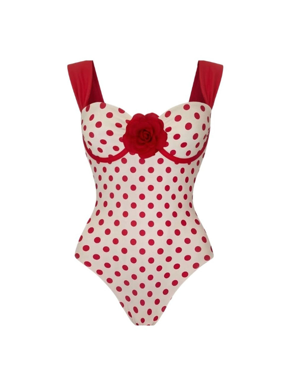 Vintage 1950s Red Polka Dot One Piece Swimsuit