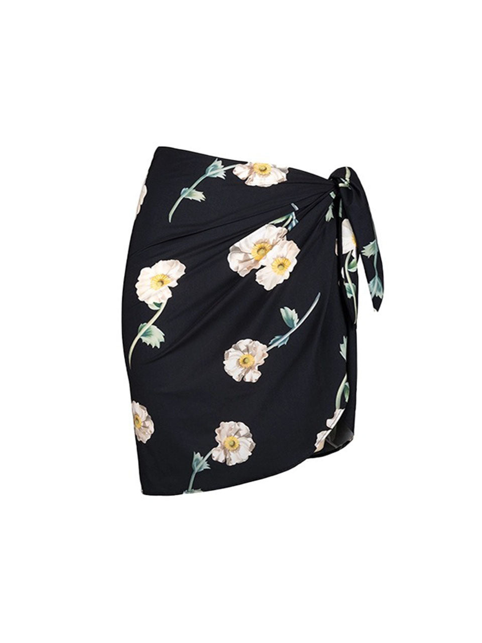 Black Vintage Floral Print Bandeau One-Piece Swimsuit
