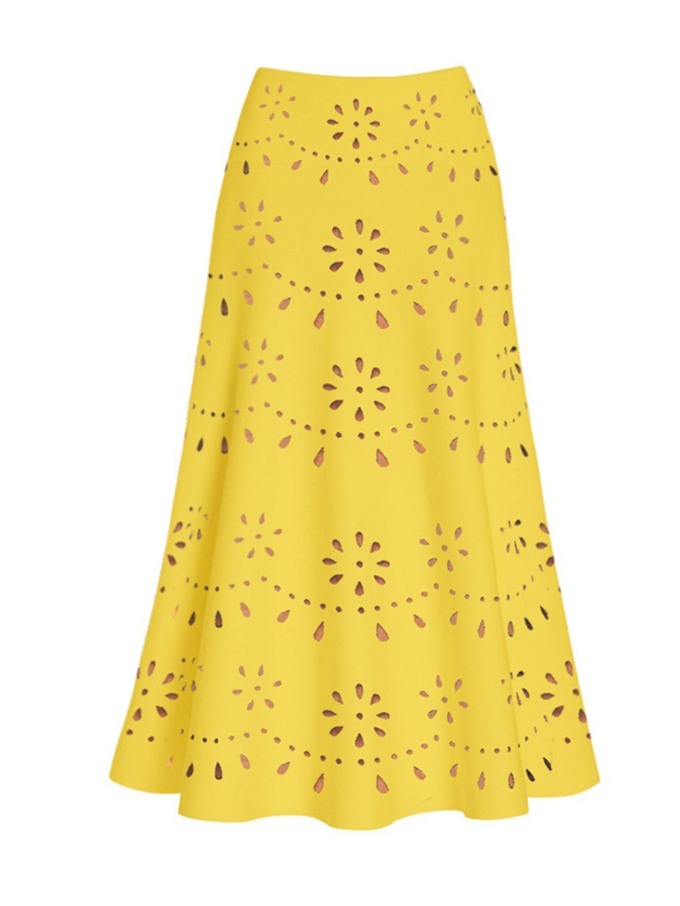 Yellow Eyelet Cutout One-Piece Swimsuit