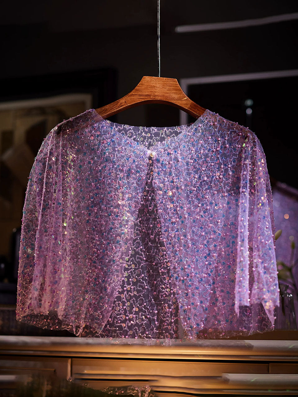 Glitter Sequined Cape Wedding Shawl 1920s Flapper Great Gatsby Costume Silver Mesh Shrug Evening Dress Wrap Women