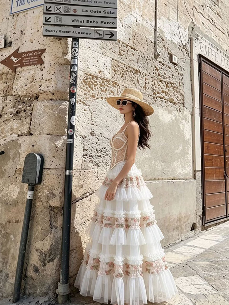 White Bohemian Bralette Top and Maxi Skirt Set