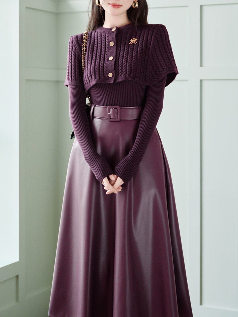 3PS Purple Knitted Sweater And Cape