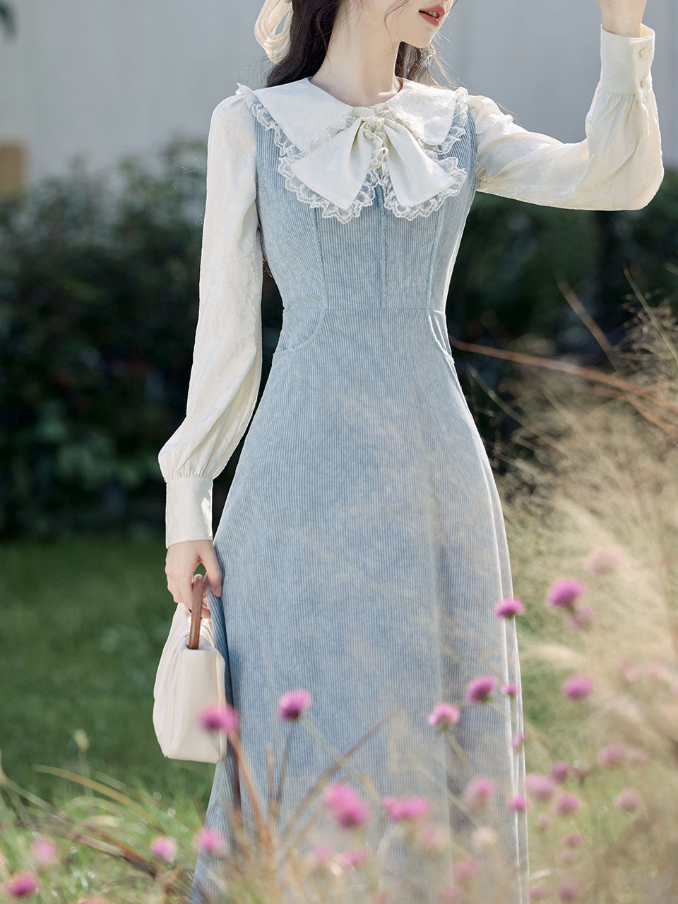 2PS Corduroy Suspender 1950S Dress