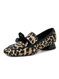 Flat Heel Leopard Square Toe Loafer Vintage Shoes