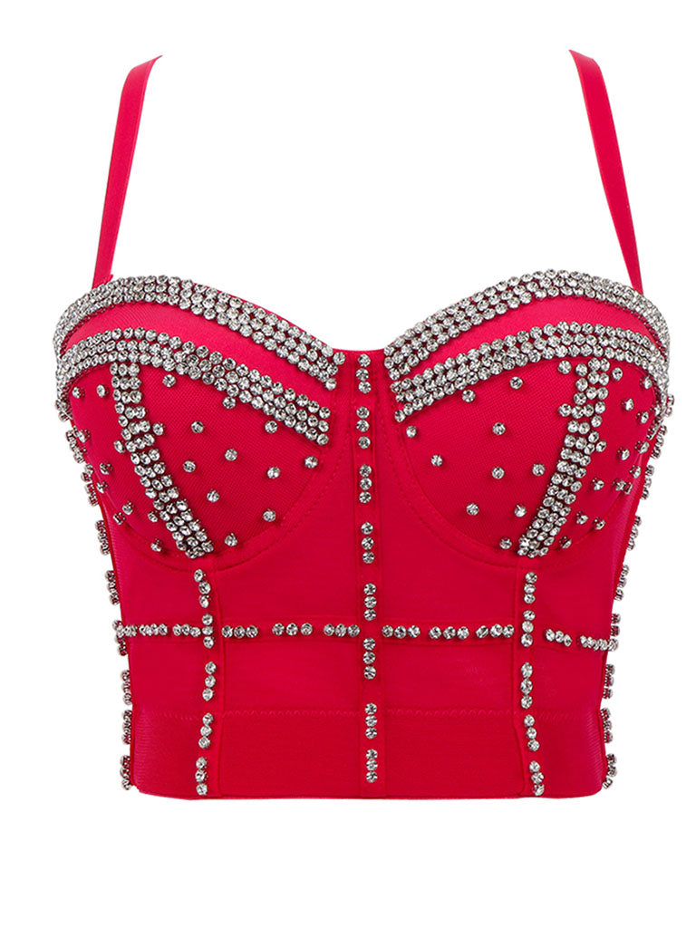 Handmade Rhinestones Corset Camisole Top