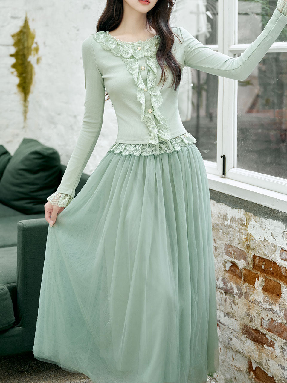 Green Lace Top