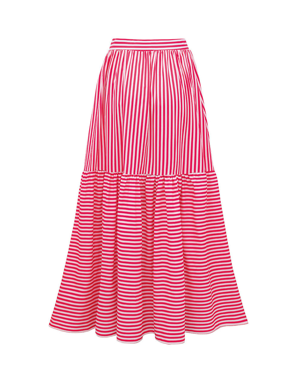 Pink and White Vertical Striped Bandeau One-Piece Swimsuit