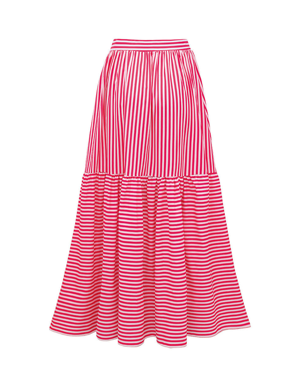 Pink and White Vertical Striped Bandeau One-Piece Swimsuit