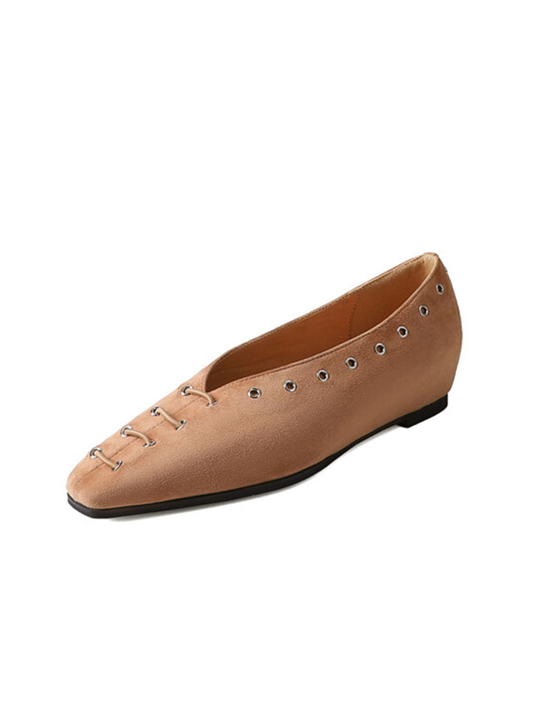 Flat Heel Square Toe Rivet  Vintage Shoes
