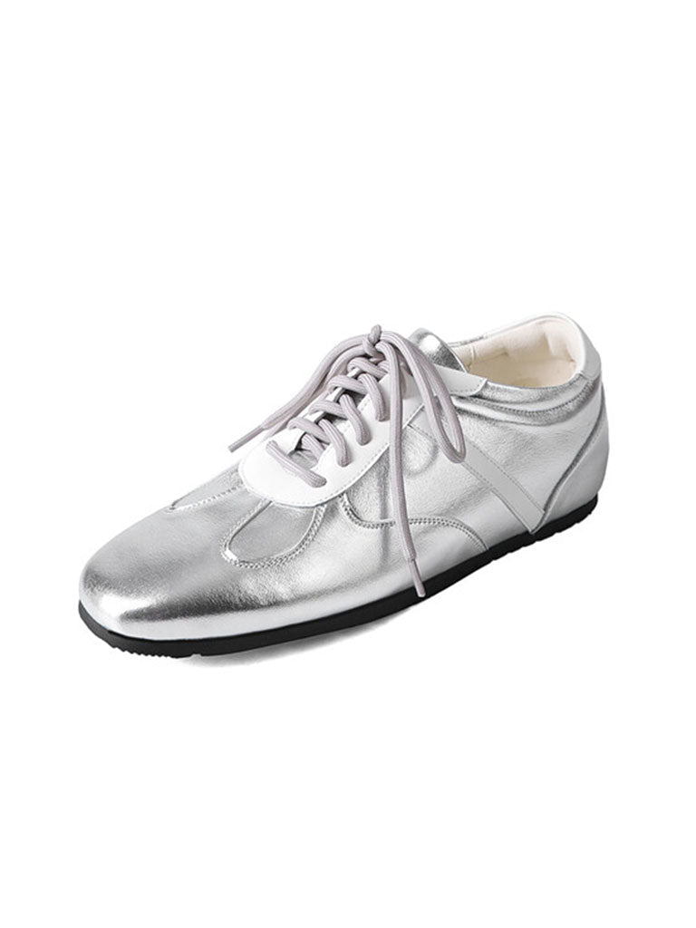 Balletcore Round Toe Ribbon Grey Sneakers