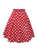 1950S Red Polka Dots High Wasit Pleated Swing Vintage Skirt