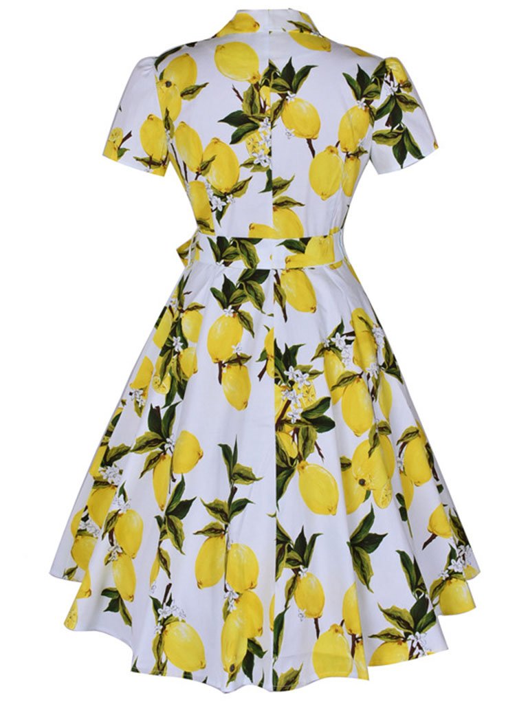 Green 1960S Floral Print Swing Vintage Dress