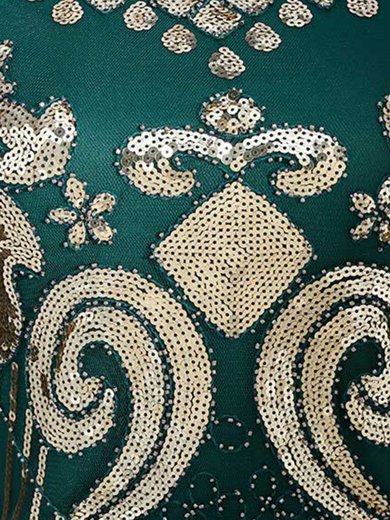6 Colors Short Sleeve 1920s Sequined Flapper Dress