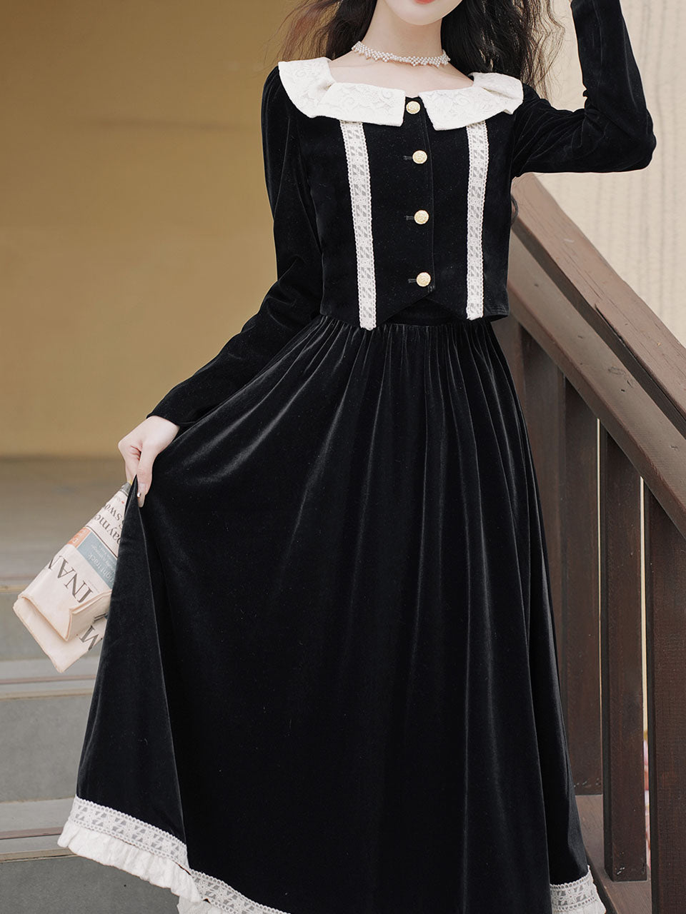 2PS Black Velvet Dress
