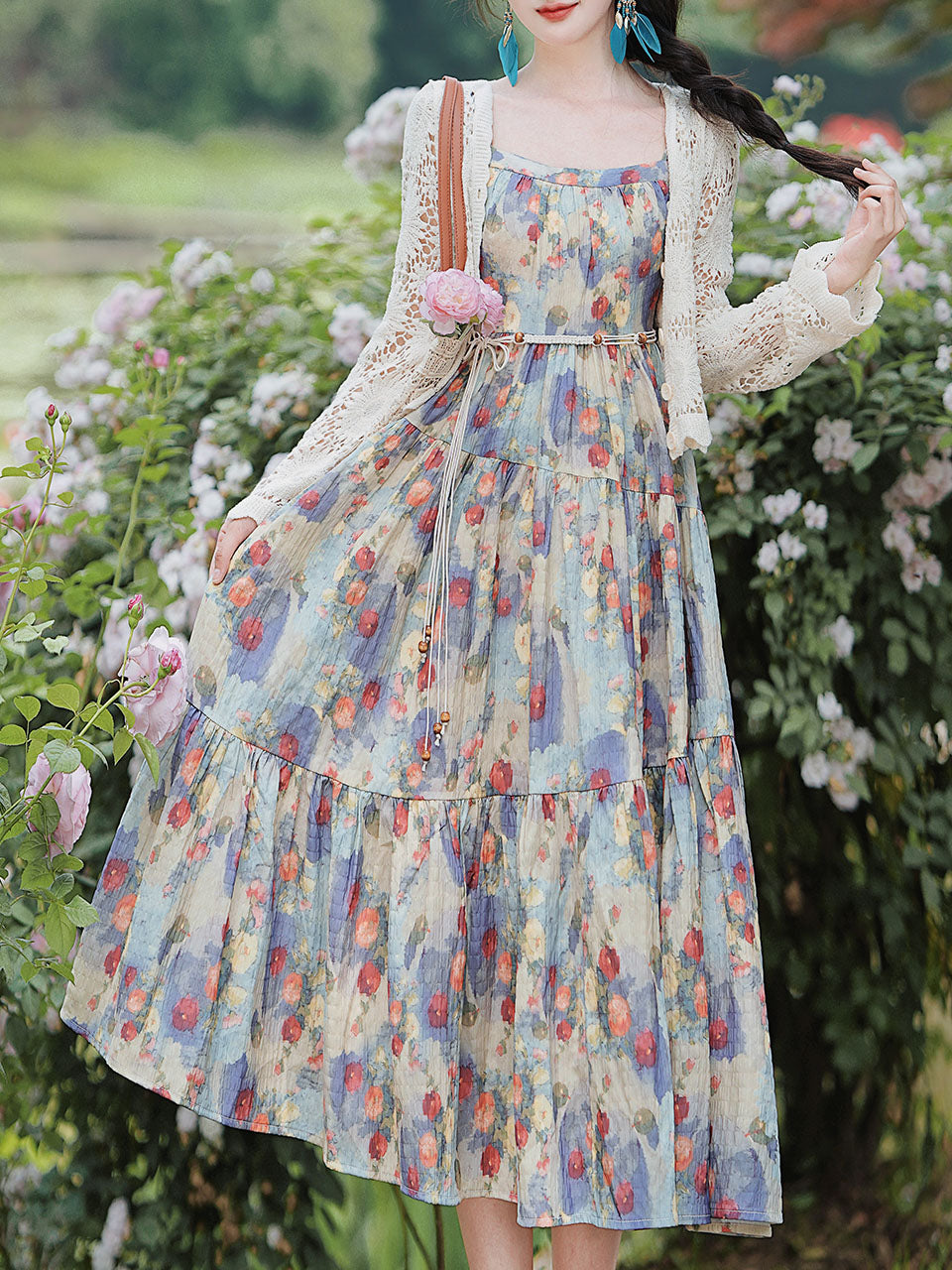 2PS Ethereal Garden Party Floral Spaghetti Strap Dress