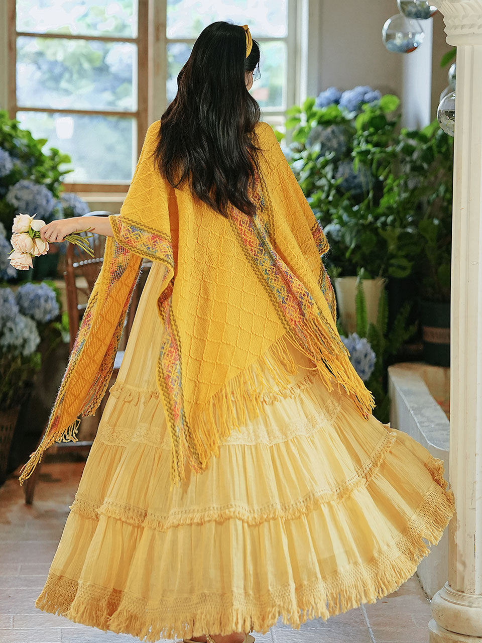 2PS Yellow Bohemian Maxi Dress Set
