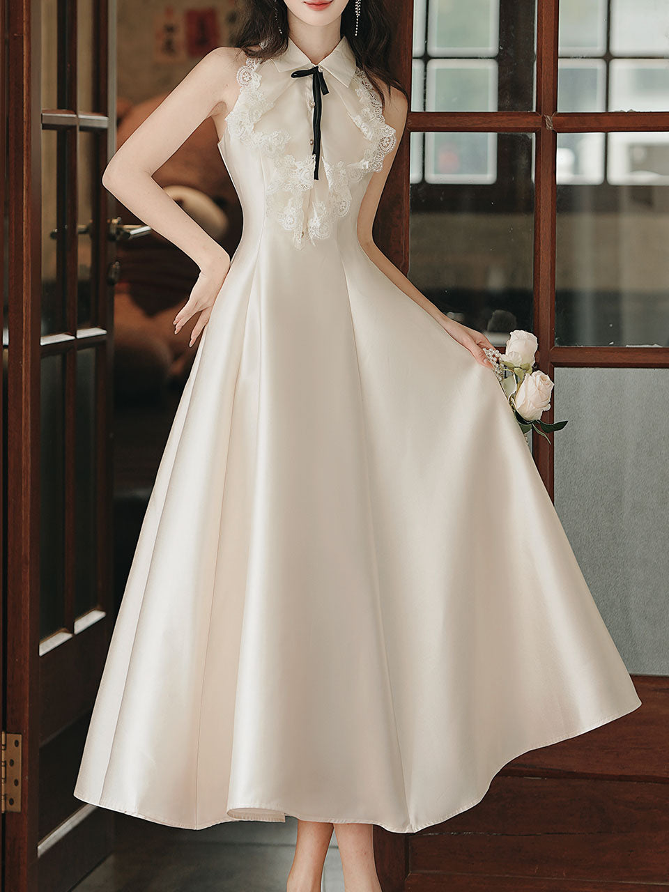 1950s Vintage Halter A-line Gown
